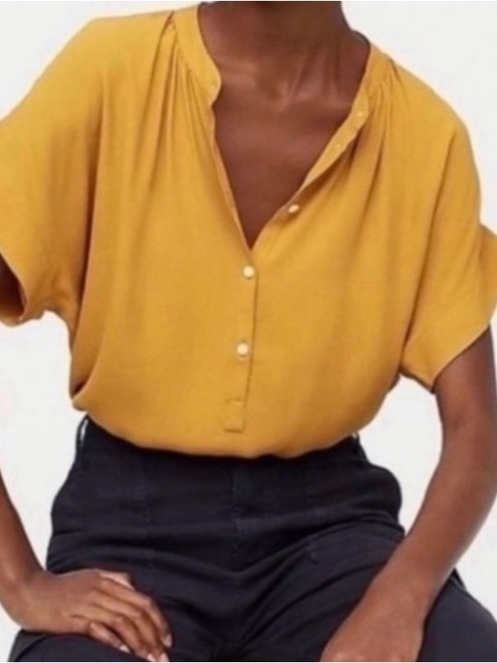 Madewell Tops - Madewell Central Drapey Popover Mustard Shirt Size S